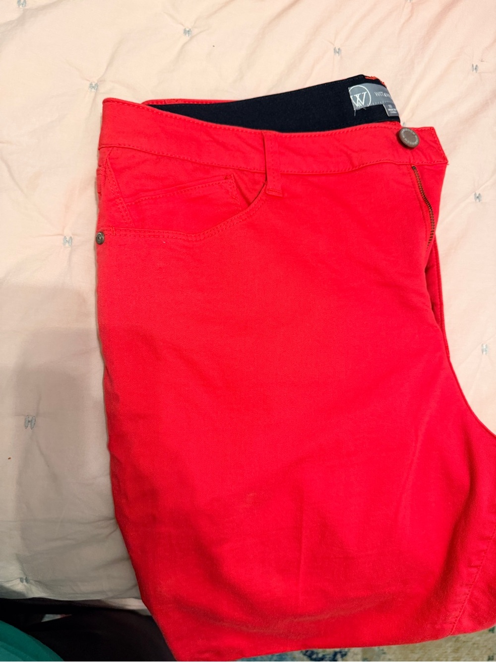Women's Soft Coral Stretch Skinny Jeans - Picture 2 of 3